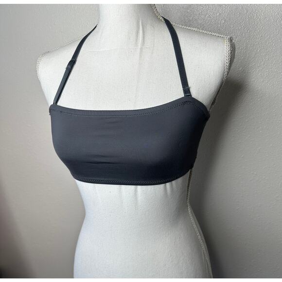 SKIMS Gunmetal Gray Bandeau Swim Top XS Removable Halter Strap, Minimalist Fit - Picture 1 of 12